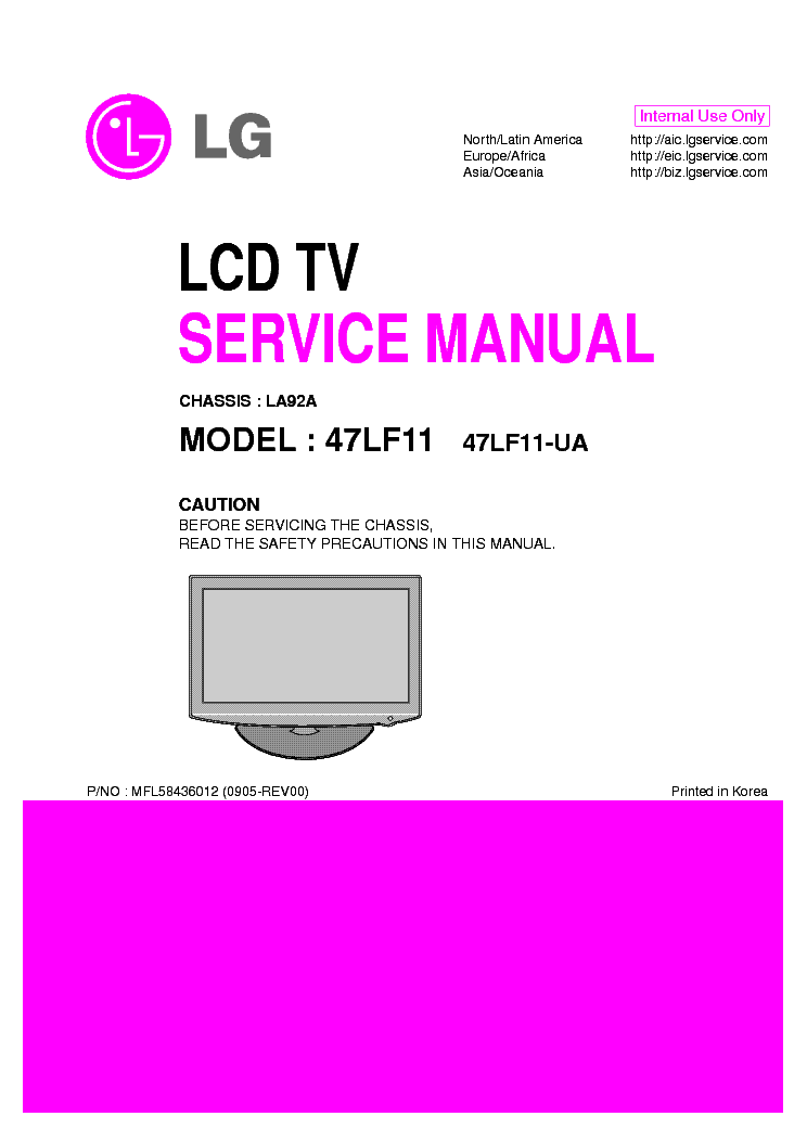 LG 47LF11[-UA] CHASSIS LA92A service manual (1st page)